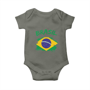 Vintage Brasil Flag Baby Onesie Brazilian Heritage Pride