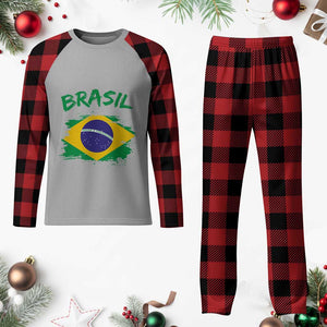 Vintage Brasil Flag Plaid Pajama Set Brazilian Heritage Pride