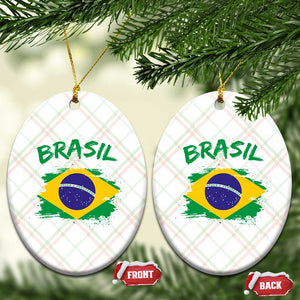 Vintage Brasil Flag Ceramic Ornament Brazilian Heritage Pride