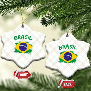Vintage Brasil Flag Ceramic Ornament Brazilian Heritage Pride
