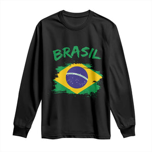 Vintage Brasil Flag Long Sleeve Shirt Brazilian Heritage Pride