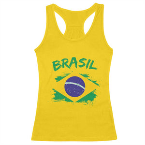 Vintage Brasil Flag Racerback Tank Top Brazilian Heritage Pride
