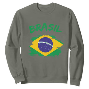 Vintage Brasil Flag Sweatshirt Brazilian Heritage Pride