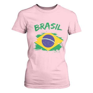Vintage Brasil Flag T Shirt For Women Brazilian Heritage Pride