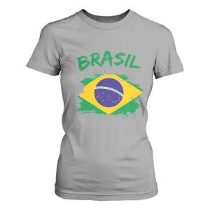 Vintage Brasil Flag T Shirt For Women Brazilian Heritage Pride
