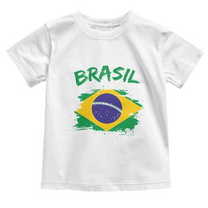 Vintage Brasil Flag Toddler T Shirt Brazilian Heritage Pride