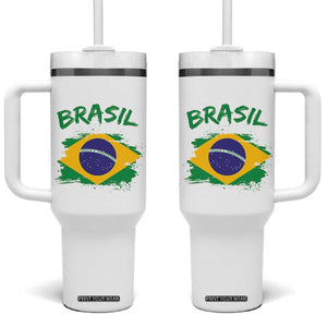 Vintage Brasil Flag Tumbler With Handle Brazilian Heritage Pride