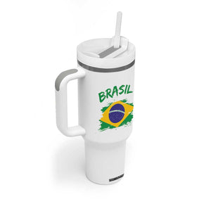Vintage Brasil Flag Tumbler With Handle Brazilian Heritage Pride