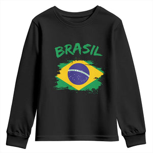 Vintage Brasil Flag Youth Sweatshirt Brazilian Heritage Pride