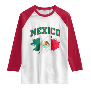 Retro Vintage Mexico Flag Raglan Shirt Mexican Pride Gift