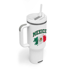 Retro Vintage Mexico Flag Tumbler With Handle Mexican Pride Gift