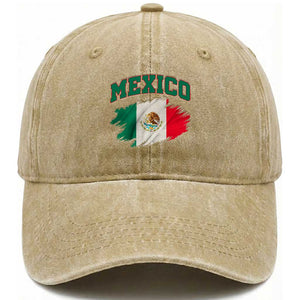Retro Vintage Mexico Flag Washed Cotton Baseball Cap Mexican Pride Gift