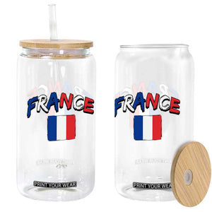 Vintage France Flag French Heritage Graphic Glass Can