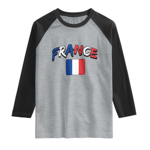 Vintage France Flag French Heritage Graphic Raglan Shirt