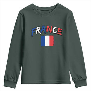 Vintage France Flag French Heritage Graphic Youth Sweatshirt