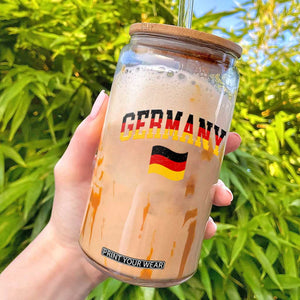 Vintage Germany Flag Glass Can Black Red Gold German Heritage Gift