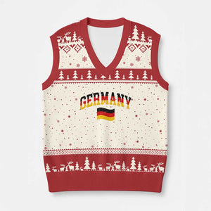 Vintage Germany Flag V-Neck Knit Sweater Vest Black Red Gold German Heritage Gift
