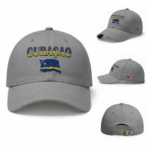 Vintage Curacao Flag Baseball Cap Dutch Caribbean Heritage Gift