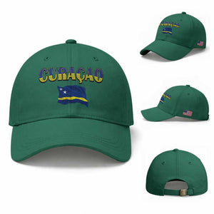 Vintage Curacao Flag Baseball Cap Dutch Caribbean Heritage Gift