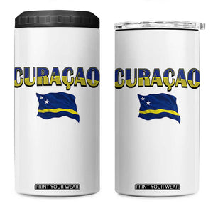 Vintage Curacao Flag 4 in 1 Can Cooler Tumbler Dutch Caribbean Heritage Gift
