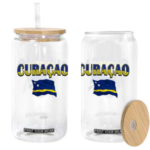 Vintage Curacao Flag Glass Can Dutch Caribbean Heritage Gift