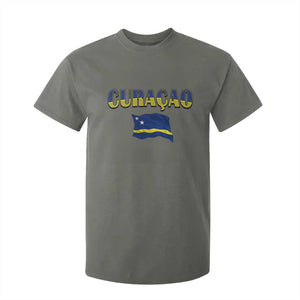 Vintage Curacao Flag T Shirt For Kid Dutch Caribbean Heritage Gift