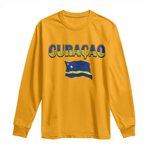 Vintage Curacao Flag Long Sleeve Shirt Dutch Caribbean Heritage Gift