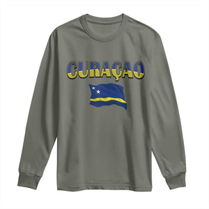 Vintage Curacao Flag Long Sleeve Shirt Dutch Caribbean Heritage Gift