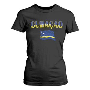 Vintage Curacao Flag T Shirt For Women Dutch Caribbean Heritage Gift