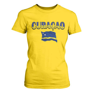 Vintage Curacao Flag T Shirt For Women Dutch Caribbean Heritage Gift