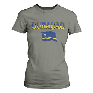Vintage Curacao Flag T Shirt For Women Dutch Caribbean Heritage Gift