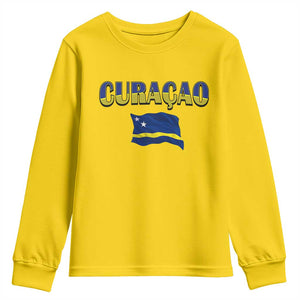 Vintage Curacao Flag Youth Sweatshirt Dutch Caribbean Heritage Gift