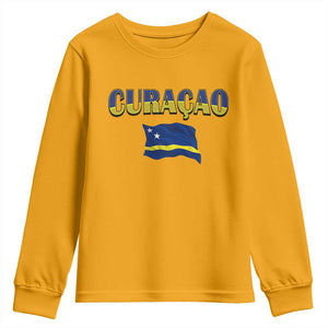 Vintage Curacao Flag Youth Sweatshirt Dutch Caribbean Heritage Gift