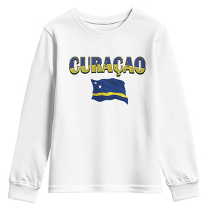 Vintage Curacao Flag Youth Sweatshirt Dutch Caribbean Heritage Gift