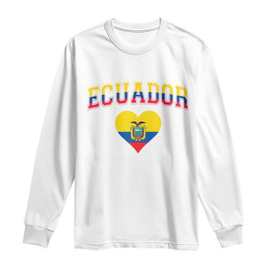 Vintage Ecuador Flag Heart Long Sleeve Shirt Proud Ecuadorian Heritage Gift