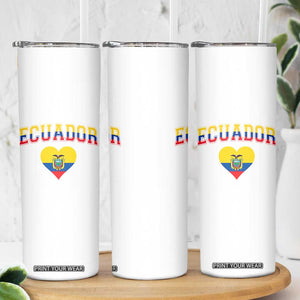 Vintage Ecuador Flag Heart Skinny Tumbler Proud Ecuadorian Heritage Gift