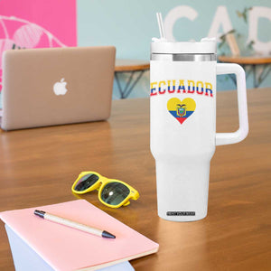Vintage Ecuador Flag Heart Tumbler With Handle Proud Ecuadorian Heritage Gift