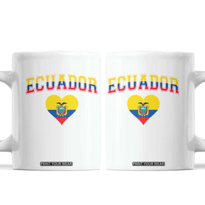 Vintage Ecuador Flag Heart Coffee Mug Proud Ecuadorian Heritage Gift