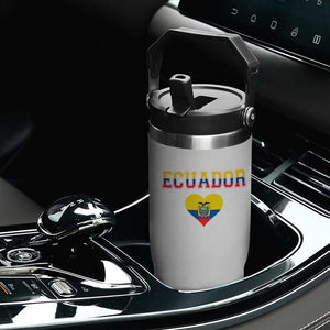 Vintage Ecuador Flag Heart Flip Straw Tumbler Proud Ecuadorian Heritage Gift