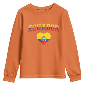 Vintage Ecuador Flag Heart Youth Sweatshirt Proud Ecuadorian Heritage Gift