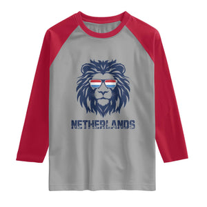 Cool Dutch Lion With Sunglasses Raglan Shirt Netherlands Pride Gift