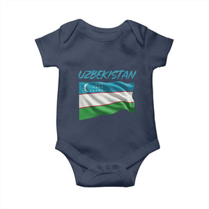 Vintage Uzbekistan Flag Baby Onesie Proud Uzbek Roots Gift