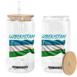 Vintage Uzbekistan Flag Glass Can Proud Uzbek Roots Gift