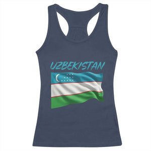 Vintage Uzbekistan Flag Racerback Tank Top Proud Uzbek Roots Gift