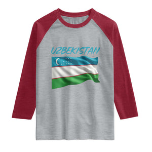 Vintage Uzbekistan Flag Raglan Shirt Proud Uzbek Roots Gift