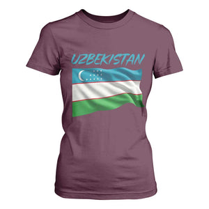 Vintage Uzbekistan Flag T Shirt For Women Proud Uzbek Roots Gift