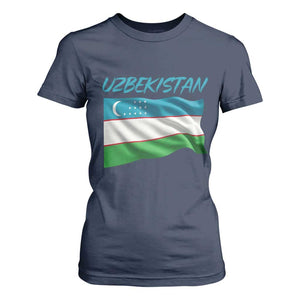 Vintage Uzbekistan Flag T Shirt For Women Proud Uzbek Roots Gift