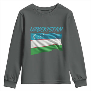 Vintage Uzbekistan Flag Youth Sweatshirt Proud Uzbek Roots Gift