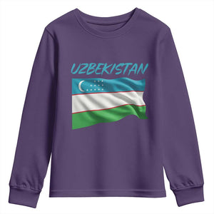 Vintage Uzbekistan Flag Youth Sweatshirt Proud Uzbek Roots Gift