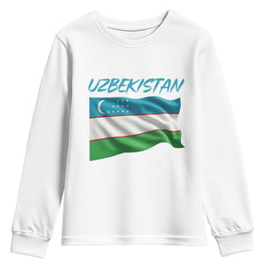 Vintage Uzbekistan Flag Youth Sweatshirt Proud Uzbek Roots Gift